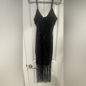 Black sequins dress with tassels/fringe